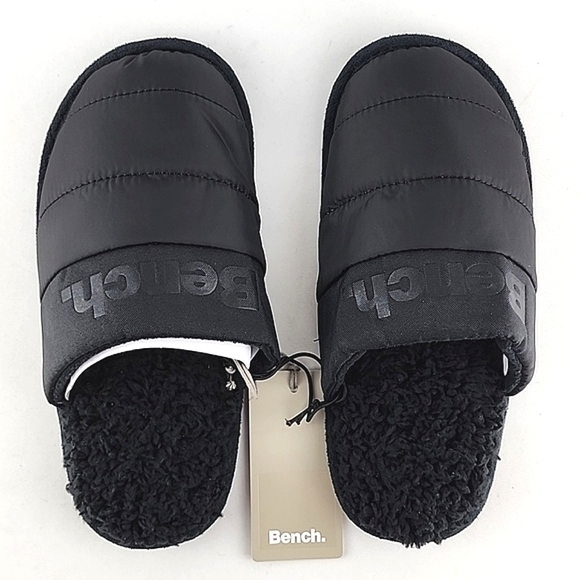 BENCH Kids Black Sherpa Quilted Puffer Slide On Slippers Fiber  Fill Size S / M - Picture 4 of 10